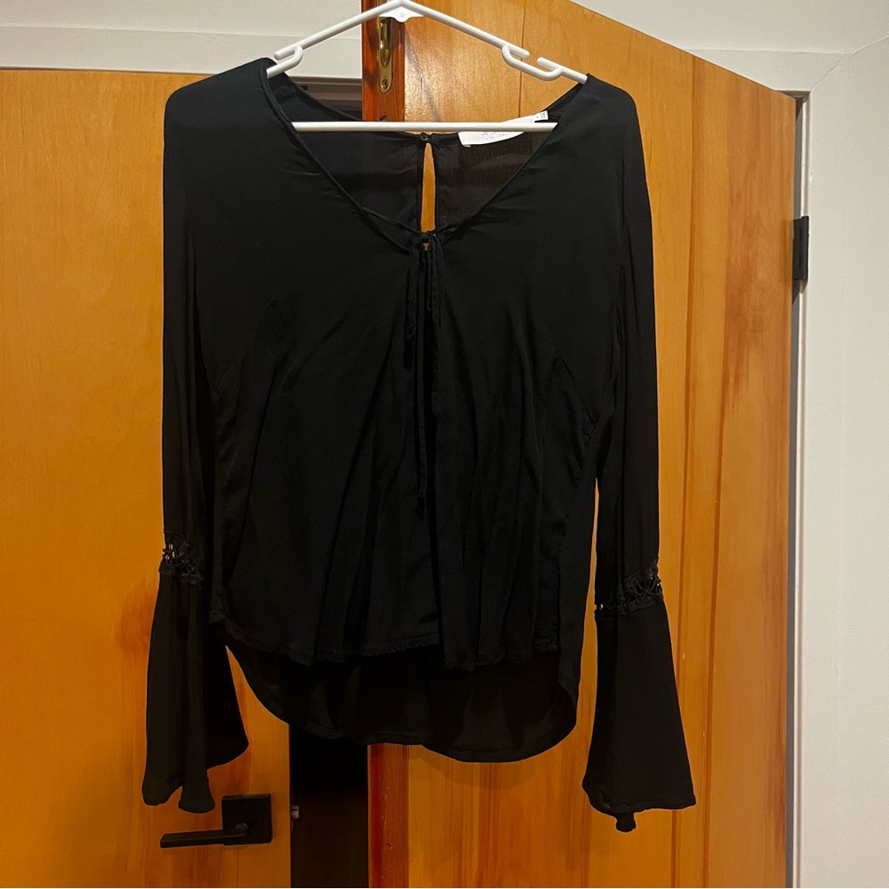 Astr Black Bell Sleeve Blouse